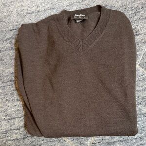 Neiman Marcus Men's Dark Brown V-Neck Sweater